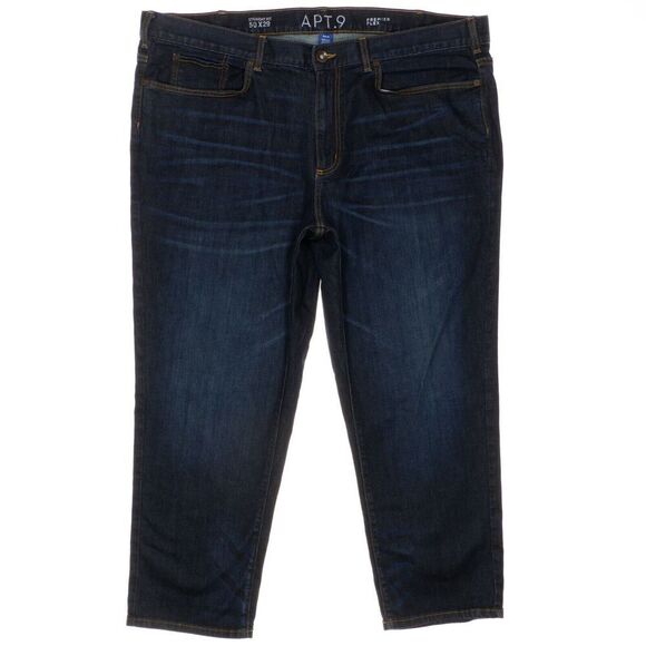 Apt 9 Jeans Mens 50x29 Measures 45x27 Straight Premier Flex Blue Denim Stretch - Picture 1 of 11